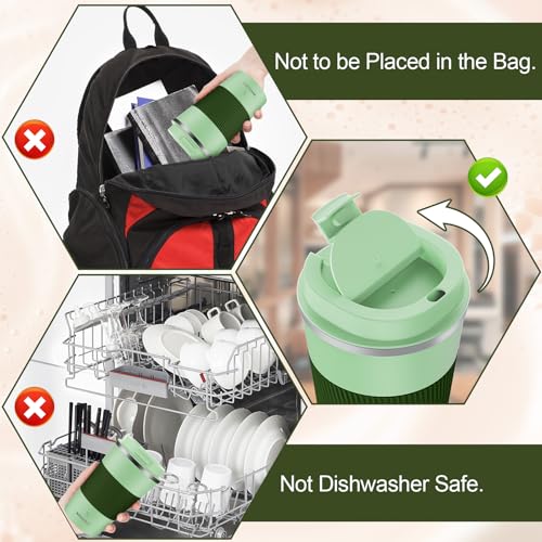 Image of MOMSIV 12oz Travel Mug, Insulated Coffee Cup with Leakproof Lid, Vacuum Stainless Steel Double Walled Reusable Tumbler for Hot and Cold Water Coffee and Tea In Travel and Car (Green-380ml)