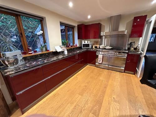 Image of HOME13 Self Adheisve Wallpaper Maroon Glossy Vinyl Waterprof Decorative Vinyl Wallpaper for Cabinet Kitchen Countertop (24x100 inch, Maroon Glossy)