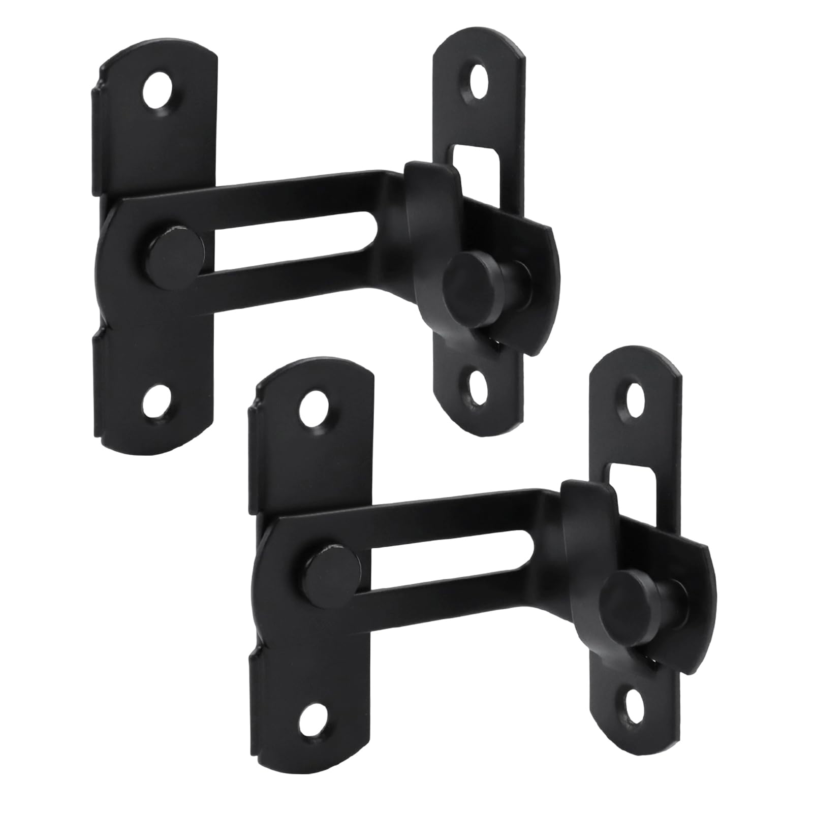 KUMGROT 90° Barn Sliding Door Lock Rod, Child Safety Door Locks for Installation in Bathrooms Bedrooms Cabinets Storage Doors and Pet Doors, 2 Pcs Black Stainless Steel Lock with Screwdriver(Black
