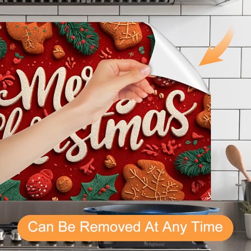 Image of Christmas Gingerbread Backsplash Peel and Stick, 35.4x23.6 in