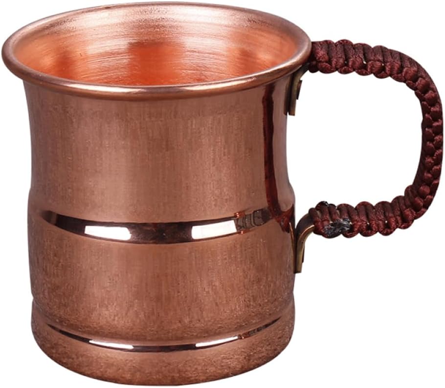 DOUKI Copper Beer Stein Beer Glasses with Rope Braided Handles Vintage Coffee Mug Outdoor Drinking Tumbler for Camping Travel Outdoors