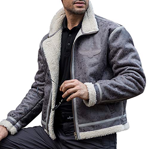 FREE SOLDIER Men Classic Bomber Jacket Autumn Winter Tactical Pilot Jacket(Gray M)