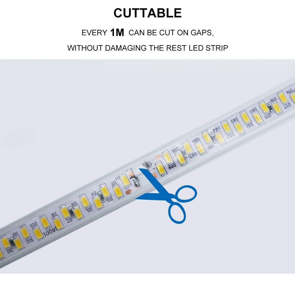 Taśma LED, 220 V AC 2835, 180 diod LED/m, IP68, taśma świetlna (ciepła biel) (15 m)