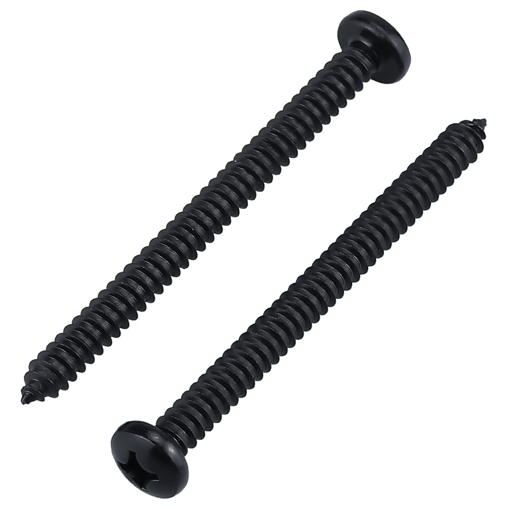 Glvaner #14 x 3 inch Stainless Steel Pan Phillips Drive Self Tapping Screws, Black Coated, 304 Stainless Steel 18-8, Pan Head Wood Screws Sheet Metal Tek Screws, 20 pcs