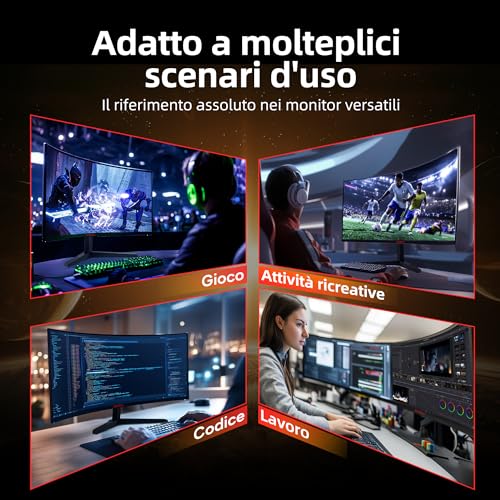 27 Pollici Gaming Monitor Curvo, WQHD 180Hz 1ms (GTG), Display 1500R, Adaptive Sync, Regolazione dell'inclinazione - Monitor - Immagine 7