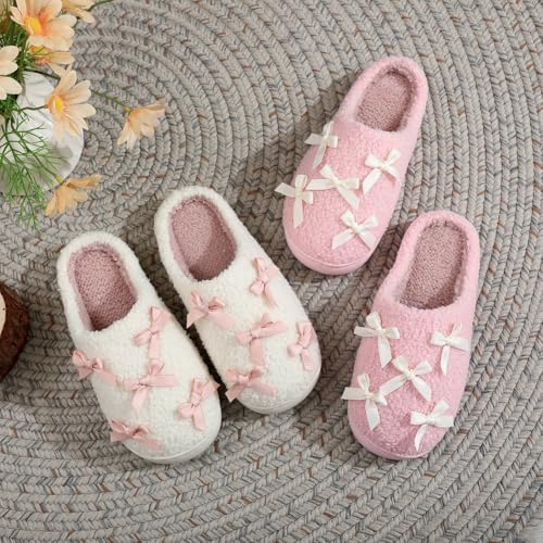 Niction Bows Slippers for Women Soft Indoor Outdoor Ladies Slippers fluffy Memory Foam House Shoes Slip on Slippers2