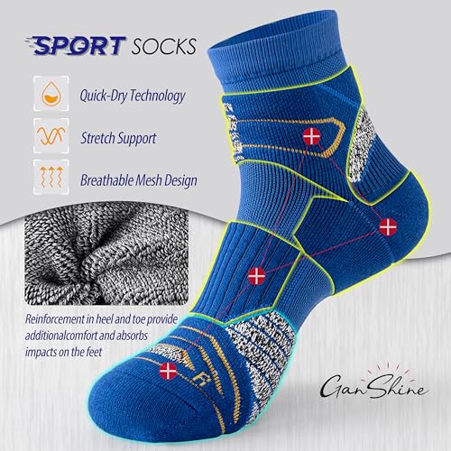 Performance Sports Socks 5-Pack - Shock-Absorbing Anti-Slip Ankle Socks with Breathable Cotton Blend for Running, Gym, Basketball & Daily Wear3
