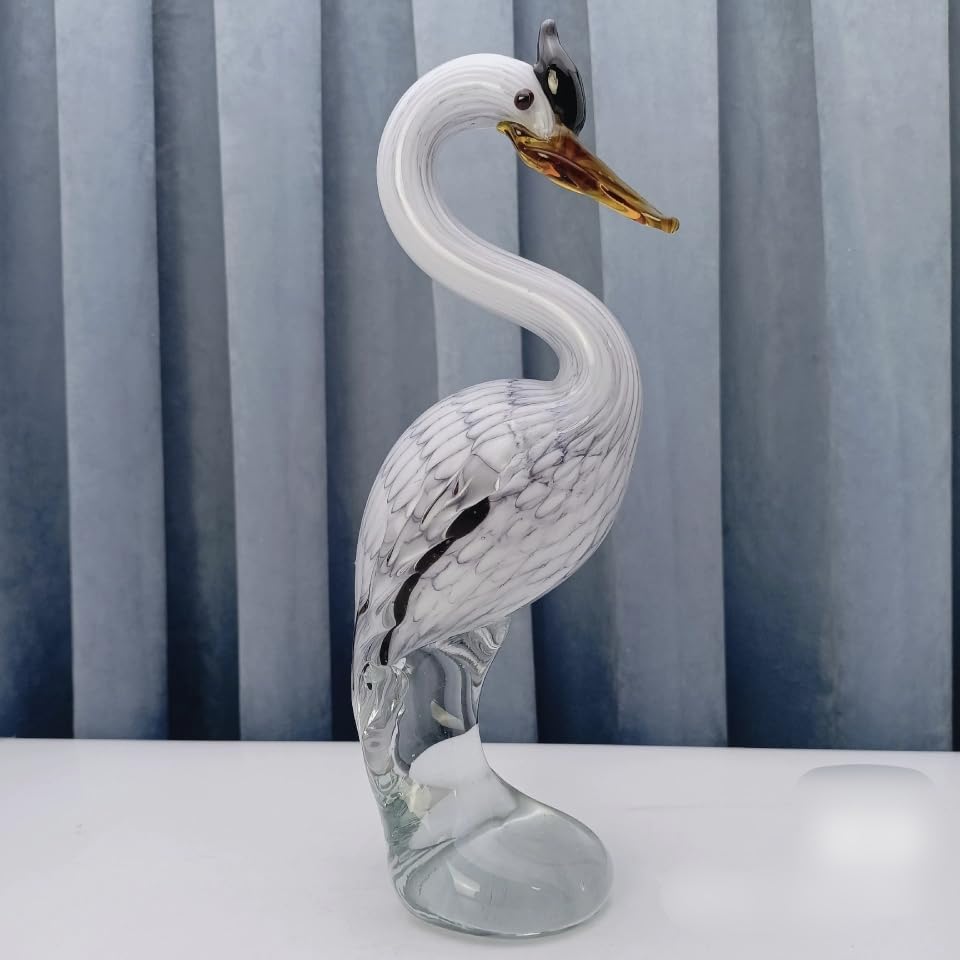 Amazon.co.jp: 手作りガラス白鶴サギ鳥置物吹きクリスタルガラス釉薬