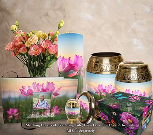 Image of COMMEMORATIVE CREMATION URNS Lotus Tranquility Photo Funeral Guest Book for Memorial Service and Celebration of Life Guest Book for Memorial Service - Beautiful & Vibrant Sign in Book for Funeral