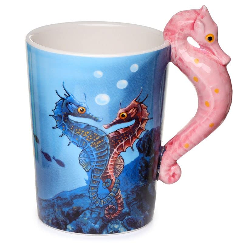 Caribou Living Seahorse Handle Novelty Ceramic Mug Cup Sea Aquatic Design 400ml for Hot Drinks Tea Coffee Hot Chocolate - Image 3