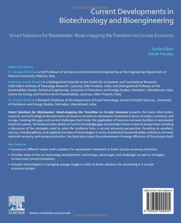 Current Developments in Biotechnology and Bioengineering: Smart Solutions for Wastewater: Road-mapping the Transition to Circular Economy - Image 2