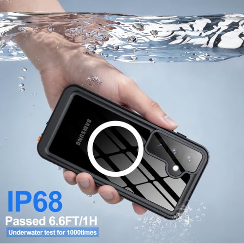 Image of ANTSHARE IP68 Waterproof Case for Samsung Galaxy S24, Black /Clear | Compatible with MagSafe, Built-in Screen /Lens Protector - Shockproof & Dropproof, Full Body Protection for Swimming /Outdoor