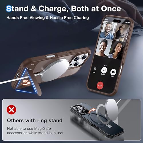 Support magnétique bureau iPhone 16 Pro Max silicone mat titane - 2