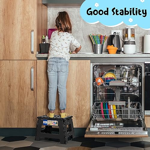 image for ACKO Folding Step Stool 9 Inch 300 lb Capacity, Plastic Foldable Step 