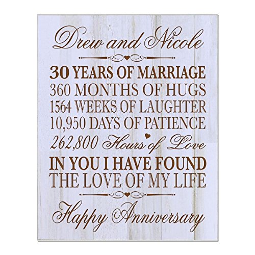 LifeSong Milestones Personalized 30th Wedding for Couple, Custom Made 12 Inches Wx 16 Inches H (Distressed Wood)