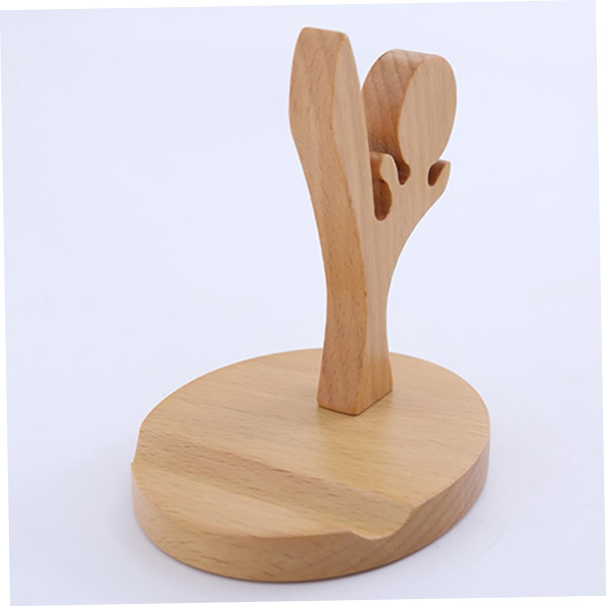 3 Piezas Soporte de Madera Natural para Móvil con Diseño Kung Fu Antideslizante para Escritorio y Mesa