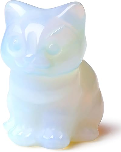 DUQGUHO Regalos de gato, figuras de cristal de ópalo y gato, regalos para mujeres, estatua de gato lindo de la suerte, decoración de escritorio,
