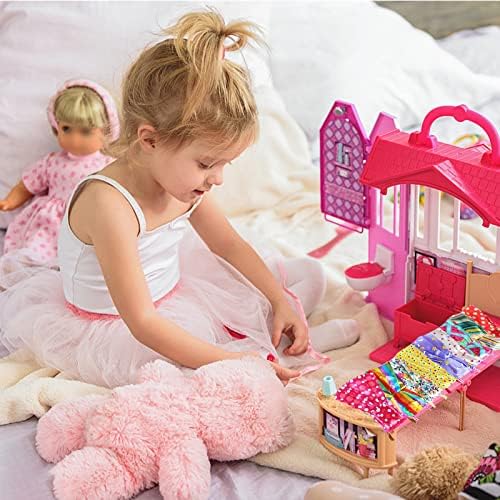 43Pcs Doll Clothes Outfit for Barbie Dolls, Doll Accessories with 10 Suspender Dress+10 Shoes+6 Dress+6 Clothes+11 Acccessories in Random for Girls Birthday Gifts