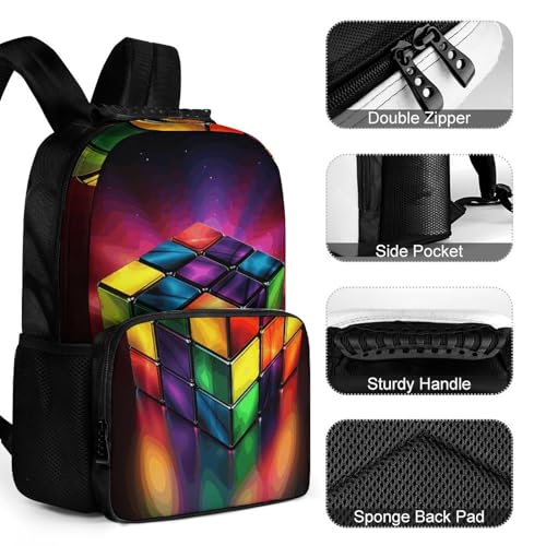 16 Inch Ordinary Backpacks,backpack for Men, Magic Cube â€‹Puzzle Print Backpack,suitable for Work,travel,business Trips,etc4