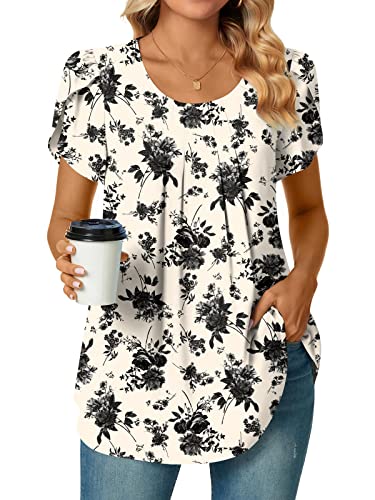 Bestbee Womens Plus Size Tops Dressy Casual Summer Chiffon Blouses Short Sleeve Dress Shirts Business Loose Fit Tunics2