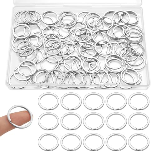 120 Stück Schlüsselringe 25mm Flacher Split Ring Kleine Metallringe Schlüsselanhänger Ring für Hause Büro Schule