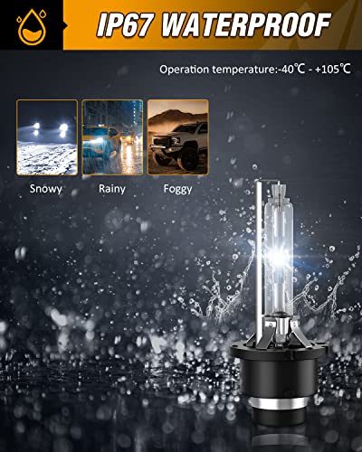 Image of GOOACC D4S HID Bulbs -35w low beam headlight bulbs Replacement for 12v cars,6000k cool white-2pcs