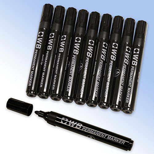 All-Pack Solutions 10 Black Permanent Bullet Tip Marker Pens, Black