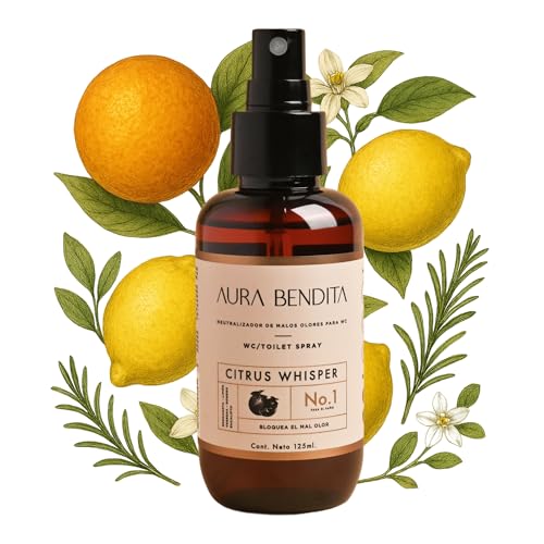 La mejor selección de Fragancias para el hogar - los preferidos. 46 Aromatizante para Baño 125ml | Con Aceite Esencial de Bergamota Verbena Limón Romero Eucalipto | Bloquea hasta 96% de malos olores al usar inodoro | Aura Bendita Toilet Spray...