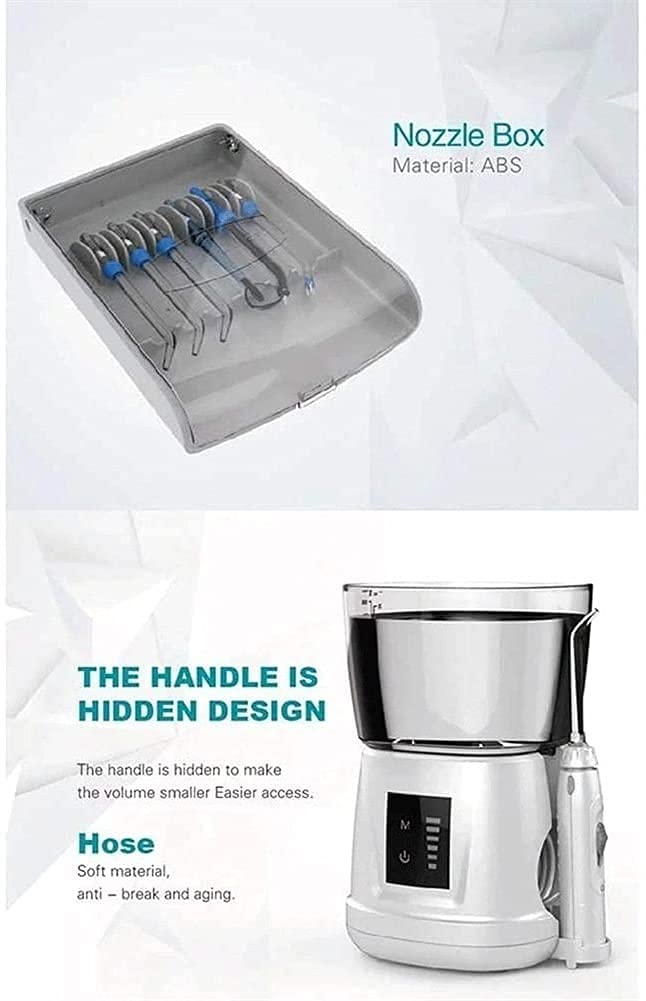 Irrigatore orale professionale del controsoffitto elettrico del flosser del flosser for i denti, il flosser dentale della famiglia dell'irrigator orale professionale 1000ml con 6 punte multifunzionali