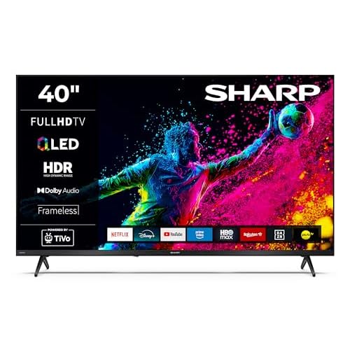Sharp QLED Fernseher 40 Zoll Smart TV Powered by TiVo - HDR Fernseher mit Full HD Auflösung und Triple-Tuner, QLED TV 40HE3745E (2026)