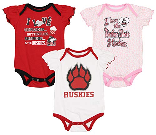 Outerstuff NCAA Newborn (0M-9M) Infant (12M-24M) Girls Three Piece Creeper Set, Northern Illinois Huskies 12 Months
