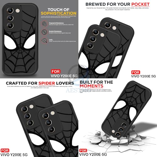 Image of AESTMO Back Case Cover for Vivo Y200E 5G / T3 5G Cover | Spidey Face Mask Design | Silicone Case | Full Body Protection | Camera Protection Back Cover for Vivo Y200E 5G / T3 5G (Black)