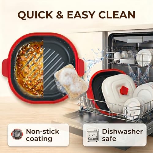 Red Microwave Grill Pan with Lid - image 7