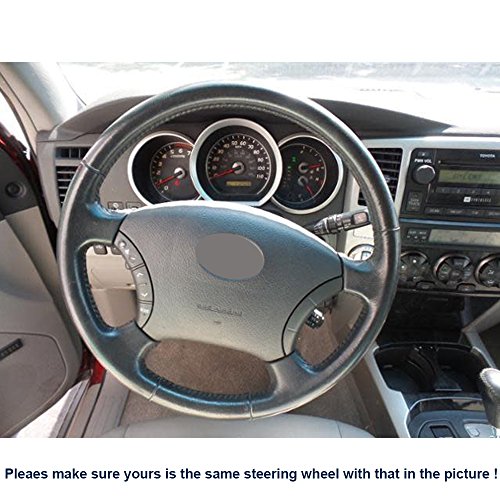 Loncky Black Genuine Leather Alcantara Custom Fit Oem Hand Stitched Leather Steering Wheel Cover For Toyota Land Cruiser 1995 1996 1997 1998 1999 2000 2001 2002 Car Interior Accessories #TOP4