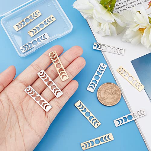 DICOSMETIC 12Pcs 2 Colors Stainless Steel Moon Phase Bar Charm Laser Cut Phase of The Moon Astronomy Lunar Charm for DIY Bracelet Necklace Jewelry Making - Image 3