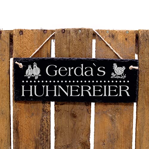 Hühnereier mit Wunschnamen Schild Schiefer graviert Eier Hühner Stallschild Türschild Hühnerstall Eierverkauf Henne 22 x…