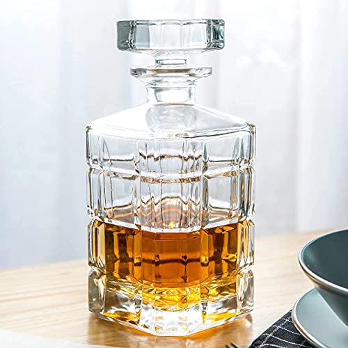 Image of Elegant Whiskey Decanter Set with Glass 7 pc for Men & Women, 850 Ml Whiskey Crystal Liquor Drinking Decanter Gift for Alcohol Lover (MV-04)