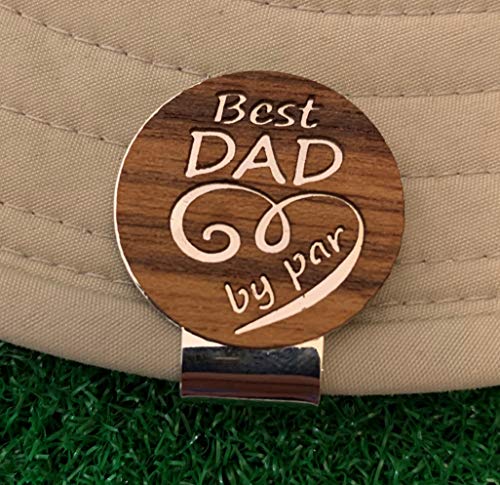 The Quintessential Hostess Best Dad by Par Engraved Golf Hat Clip and Ball Marker Teak Personalized