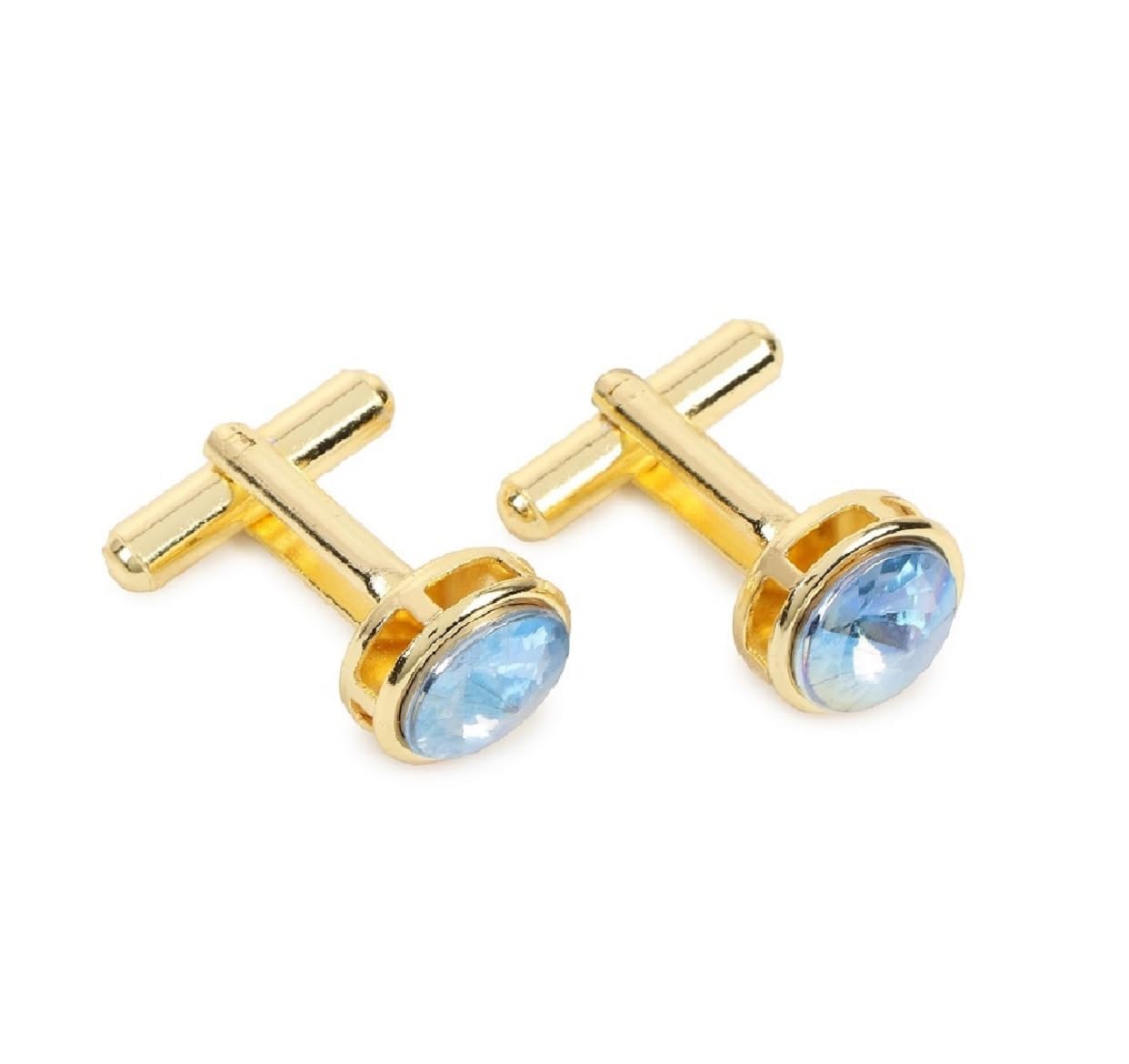 zitti Men's 24K Plated Teal American Stone Cufflinks – Shirt Accessory – Elegant Formal Wear Jewelry for Business, Weddings, and Gifts Golden-picture-35