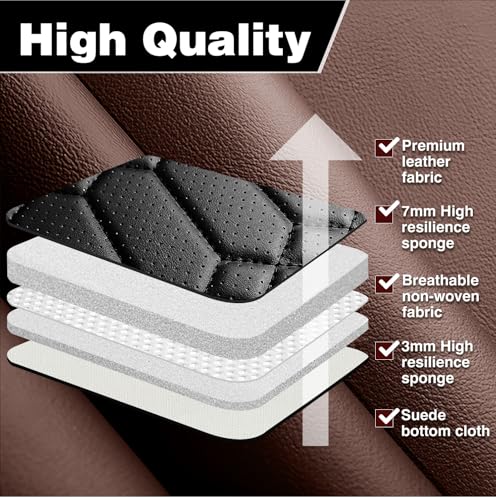 Image of Foneso Faux Leather Seat Covers Fit for Chevy Silverado GMC Sierra | Waterproof Car Seat Cushions for 2007-2025 1500, 2015-2025 2500HD 3500HD Trail Boss Z71 Crew Double Extended Cab Pickup
