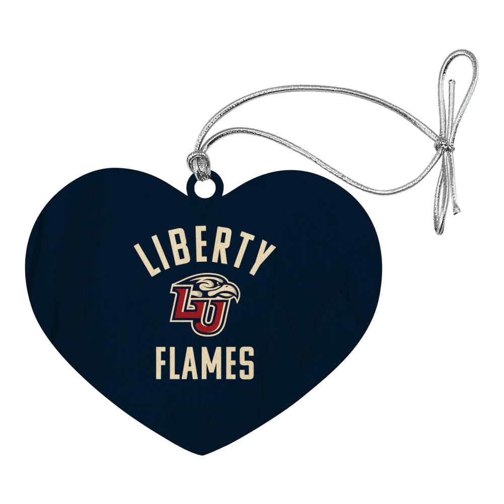 GRAPHICS & MORE Liberty University Flames Logo Heart Love Wood Christmas Tree Holiday Ornament