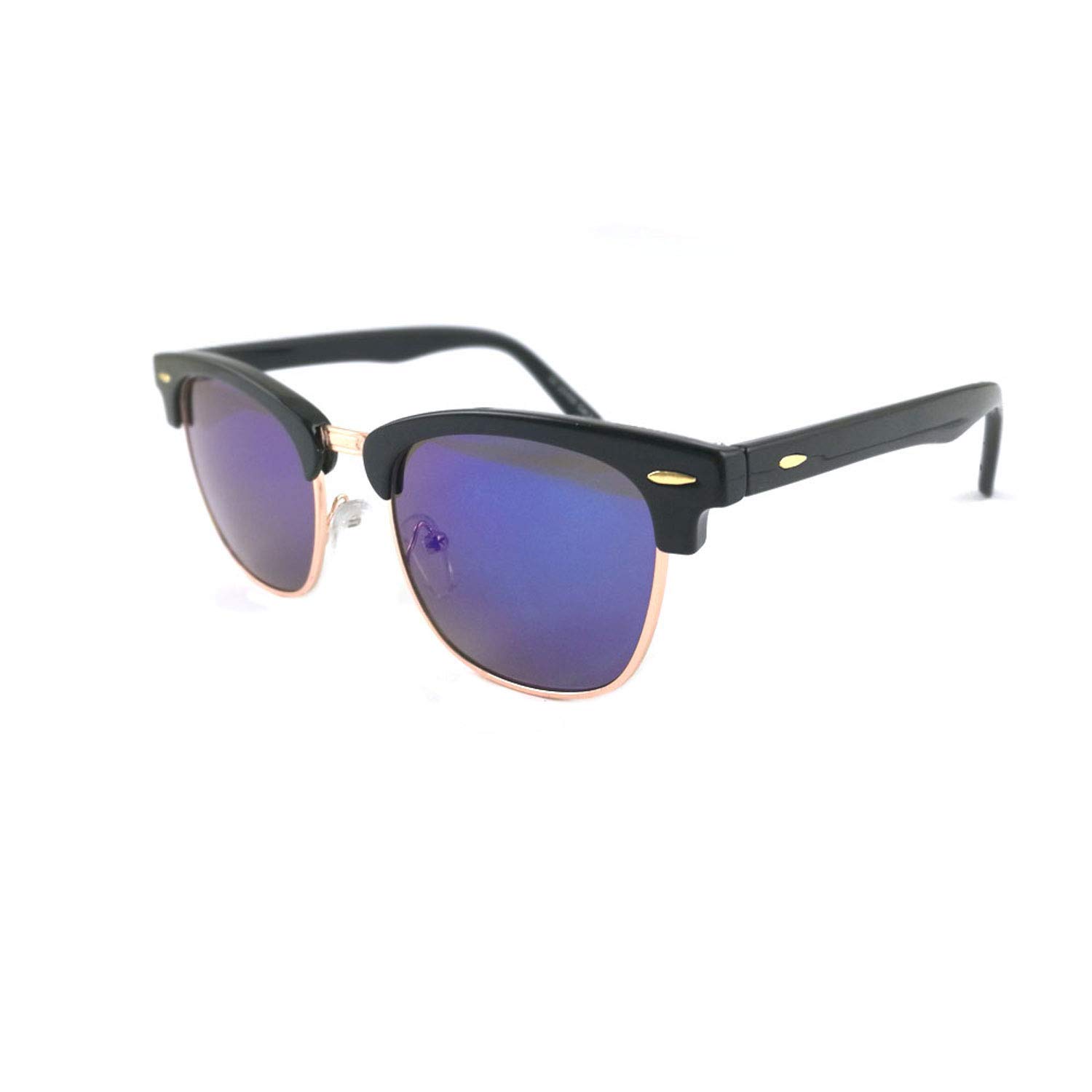 ASVP Shop® Kids Girls Boys Children Horn Rimmed Classic Mirror Sunglasses Shades (Blue Mirror)