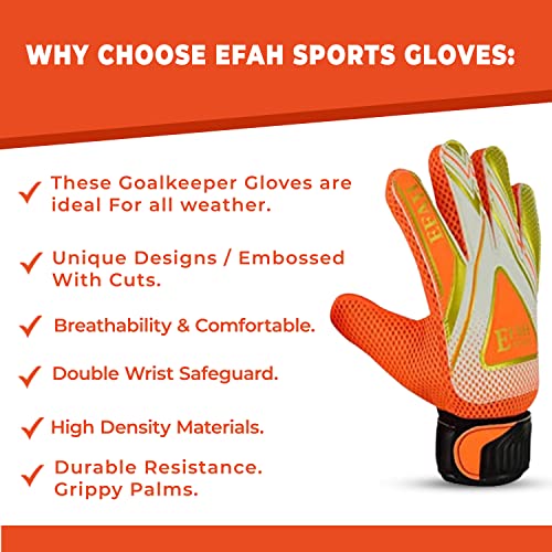 image for EFAH SPORTS Soccer Goalie Goalkeeper Gloves for Kids Boys Children Foo