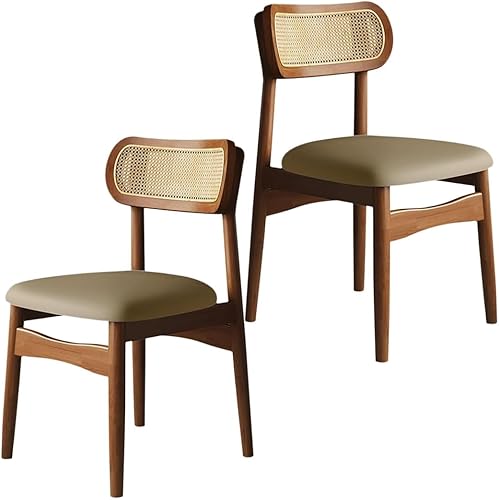 Miniatura 22 de YVYKFZD Sillas de comedor de madera maciza, juego de sillas de cocina sin brazos, silla de comedor con respaldo de ratán, silla lateral cómoda