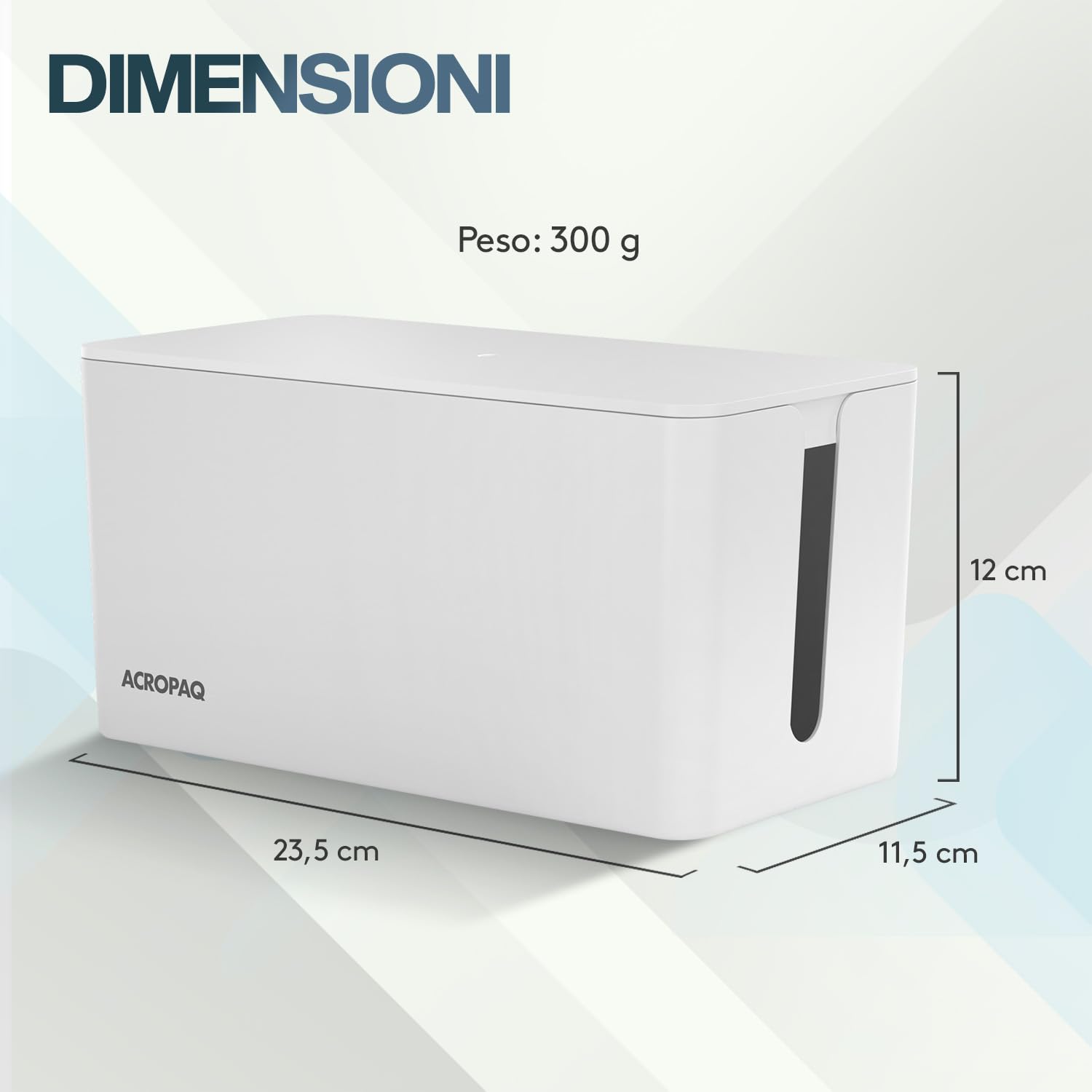 ACROPAQ Scatola Porta Cavi - Piccolo (23,5 x 12 x 11,5 cm), Scatola per nascondere cavi e ciabatte, Plastica, Bianco - Cable box, Cable management box