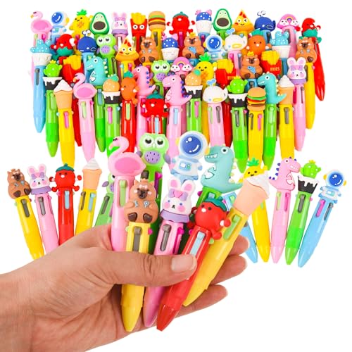 Lot de 50 stylos à bille colorés 4 en 1 pour enfants | Fournitures scolaires ludiques