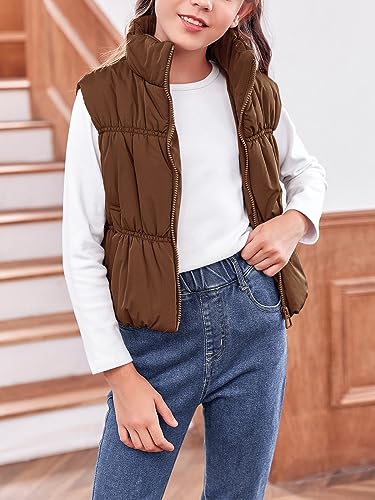 Imily Bela Girls Puffer Vest Stand Collar Sleeveless Warm Jacket Cute Outerwear With Pockets 7-14 Years3