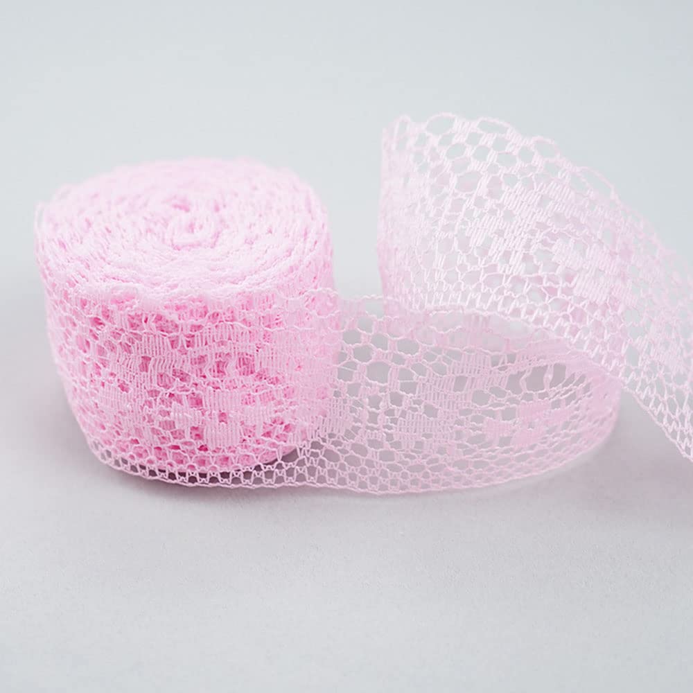 Wstążka koronkowa, ozdobna koronkowa wstążka, koronkowe wykończenia w stylu vintage(Pink)