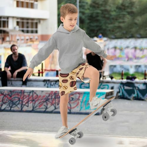 J JOYSAY Roasted Coffee Bean Tan Boys Athletic Shorts Kids Youth Casual Shotrs with Elastic Waistband Pockets4