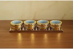 Porta Temperos Inox Magnético Com Ímã Kit Organizador de Condimentos Com Potes Para Cozinha Geladeira (Dourado)